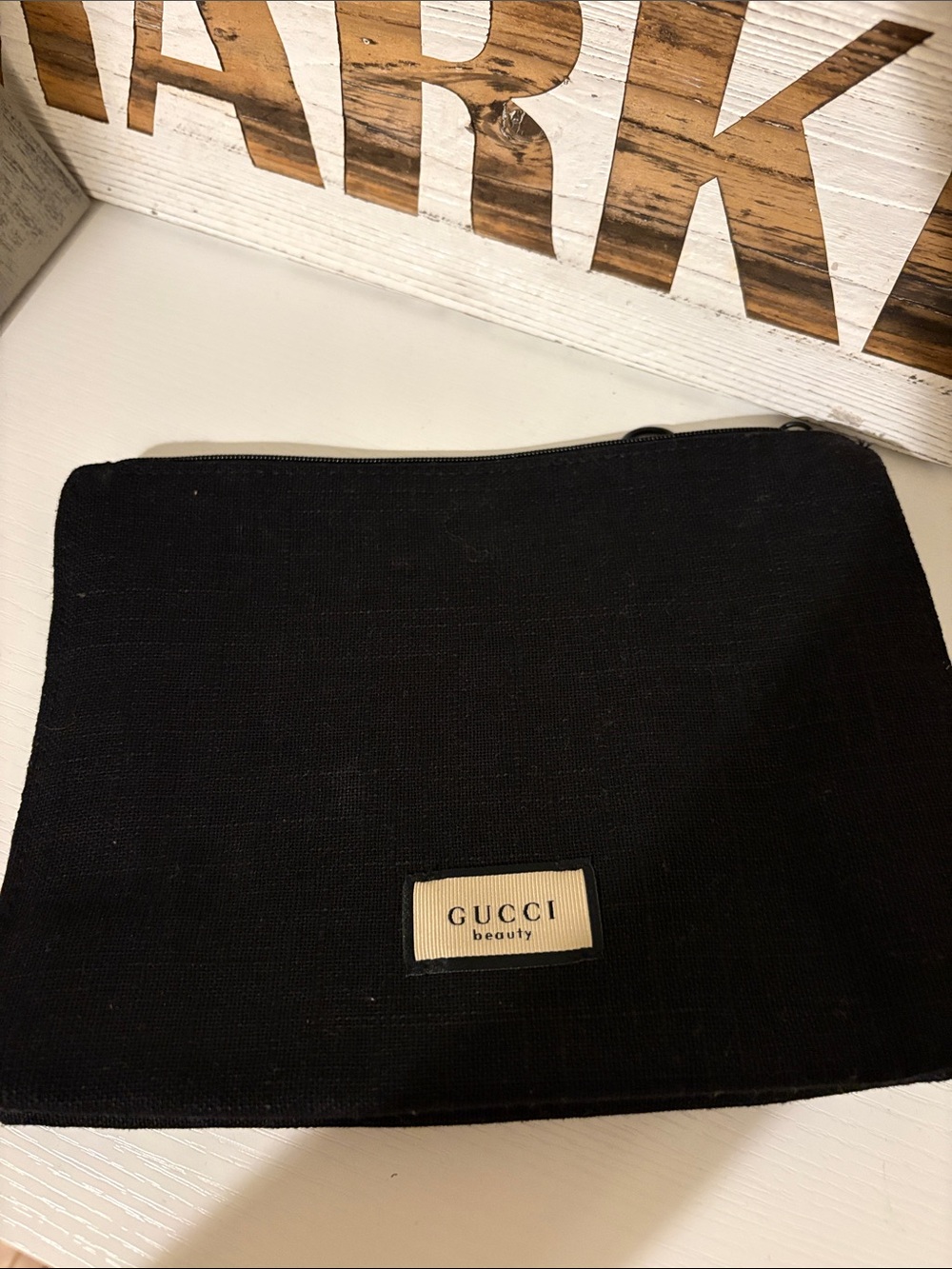 Gucci Striped Pouch in Red, Black & Cream